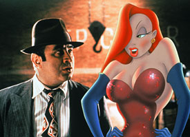 Bob Hoskins and Jessica Rabbit